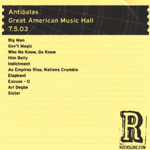 Great American Music Hall - San Francisco, CA - 7.5.03